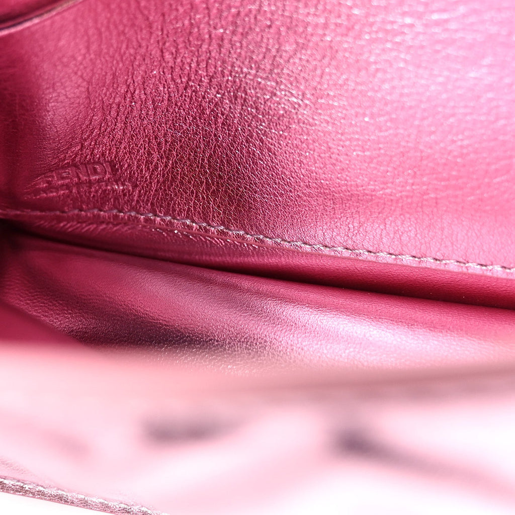 Metallic Nappa Matisse FF Embossed Wallet On Chain Rosa