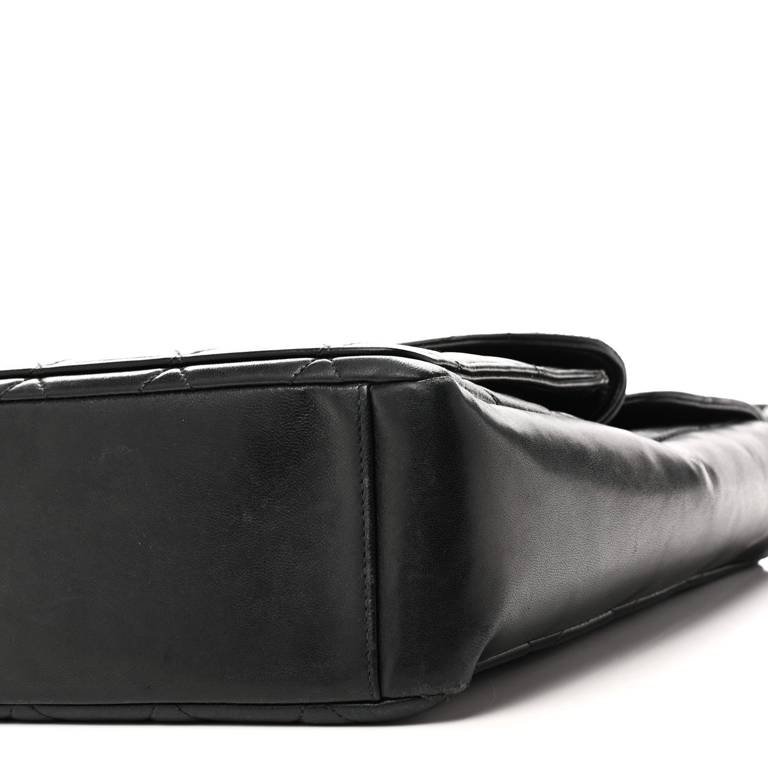 Lambskin Quilted Double Pocket Shoulder Bag Black