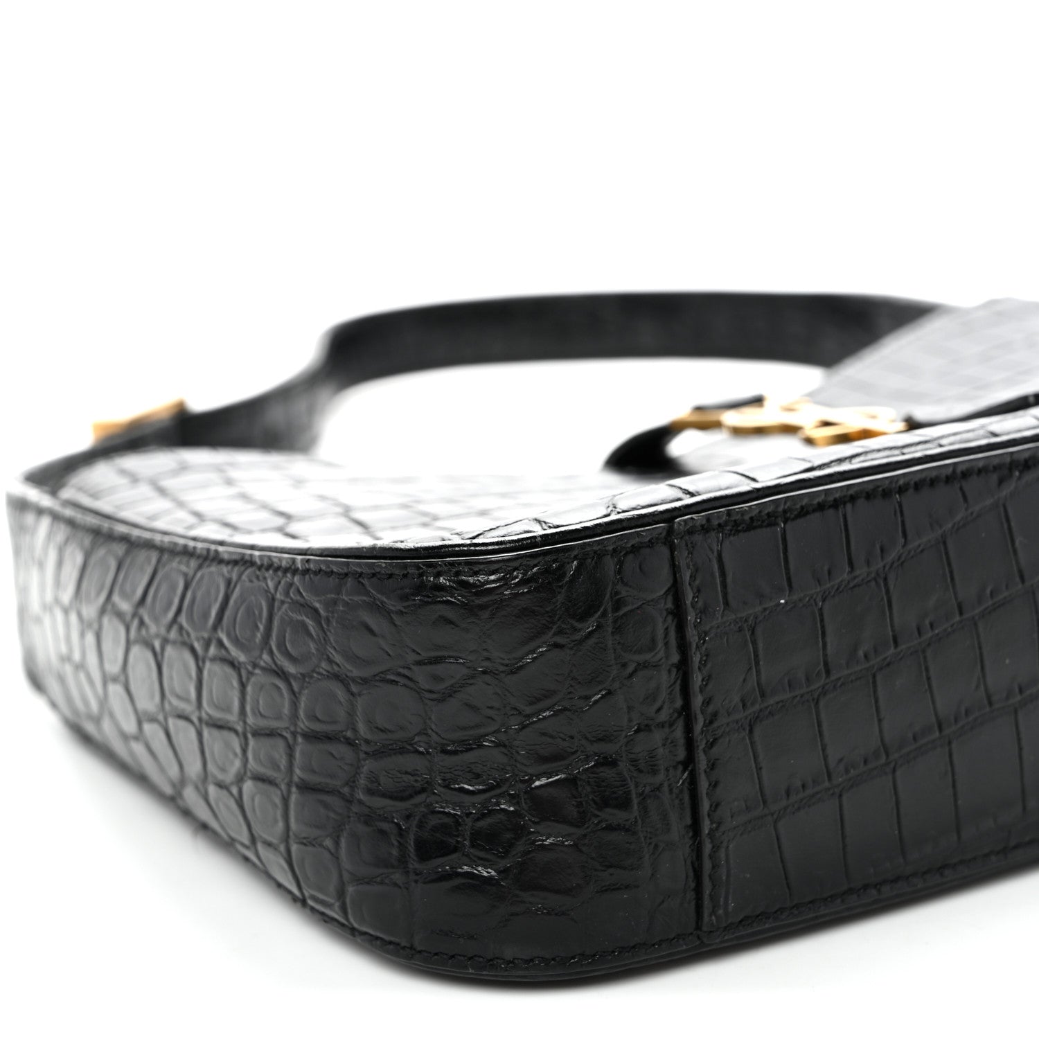Calfskin Crocodile Embossed Le 5 A 7 Hobo Black