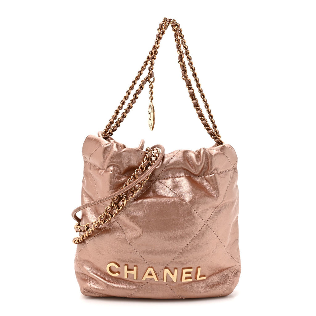 Metallic Calfskin Quilted Mini Chanel 22 Copper