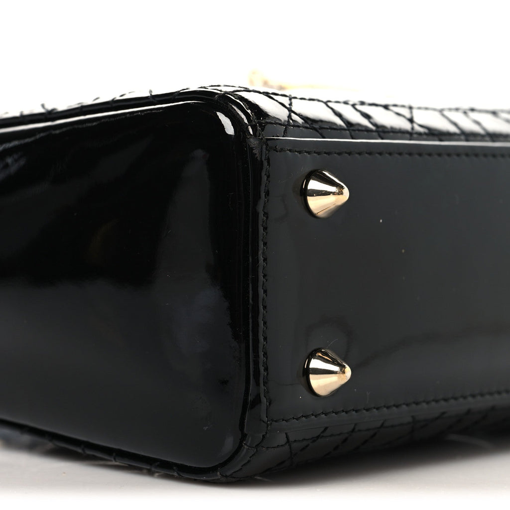 Patent Cannage Small Lady Dior Black