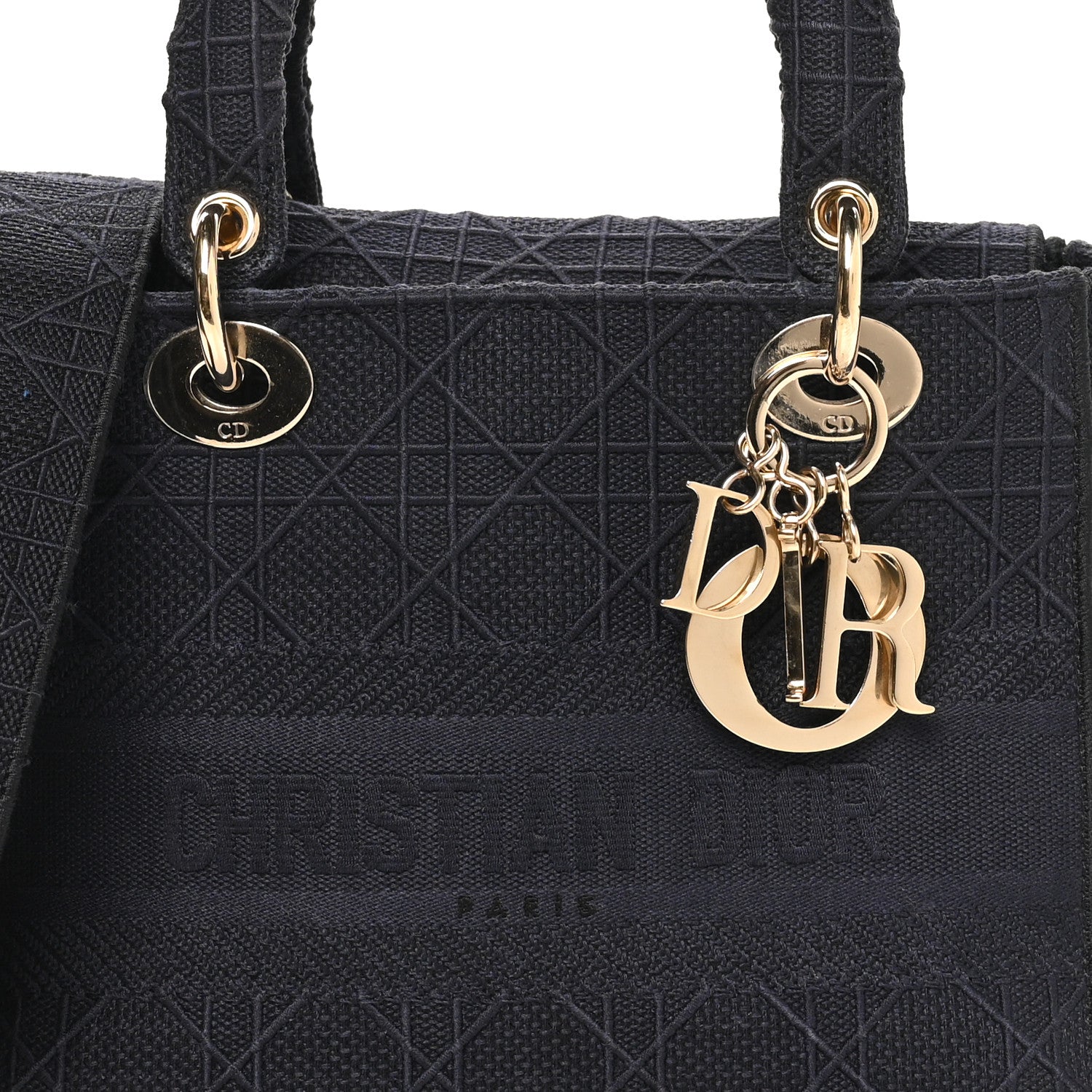 Canvas Embroidered Cannage Medium Lady D-Lite Navy