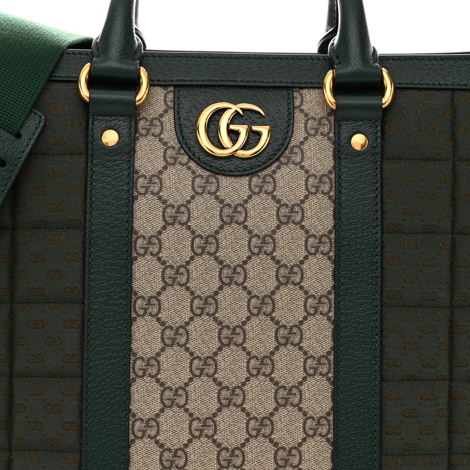 Monogram GG Mignon Textured Dollar Calfskin GG Supreme Monogram Quilted Mini GG Large Tote Bag Green Beige Ebony