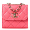 Lambskin Quilted Mini Trendy CC Chain Wallet Pink
