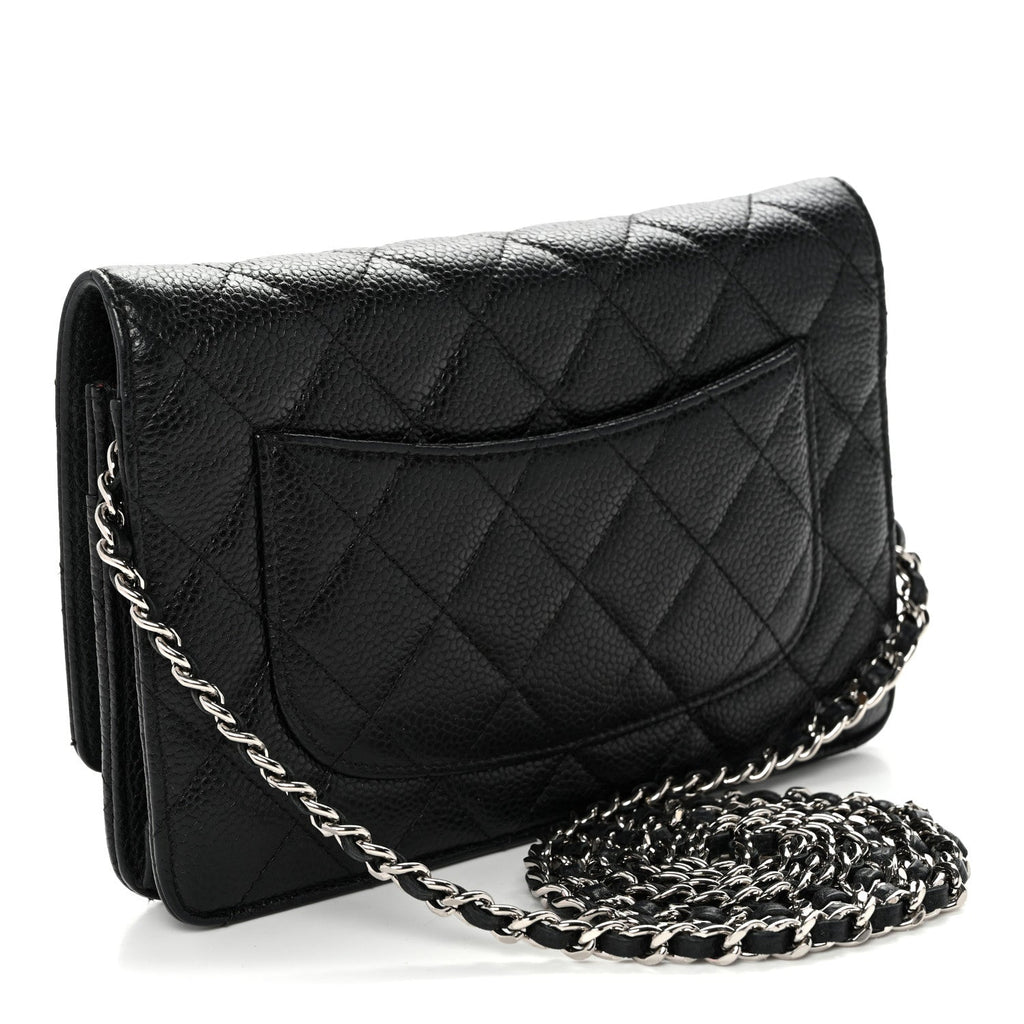 Caviar Quilted Wallet on Chain WOC Black