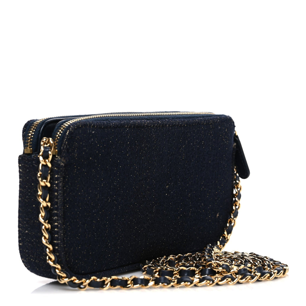 Canvas Small Deauville Clutch With Chain Navy