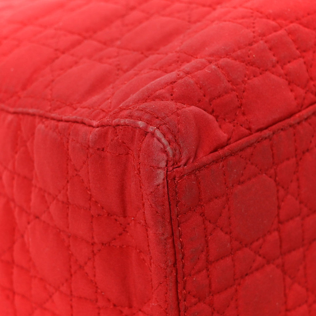 Nylon Cannage Medium Lady Dior Red