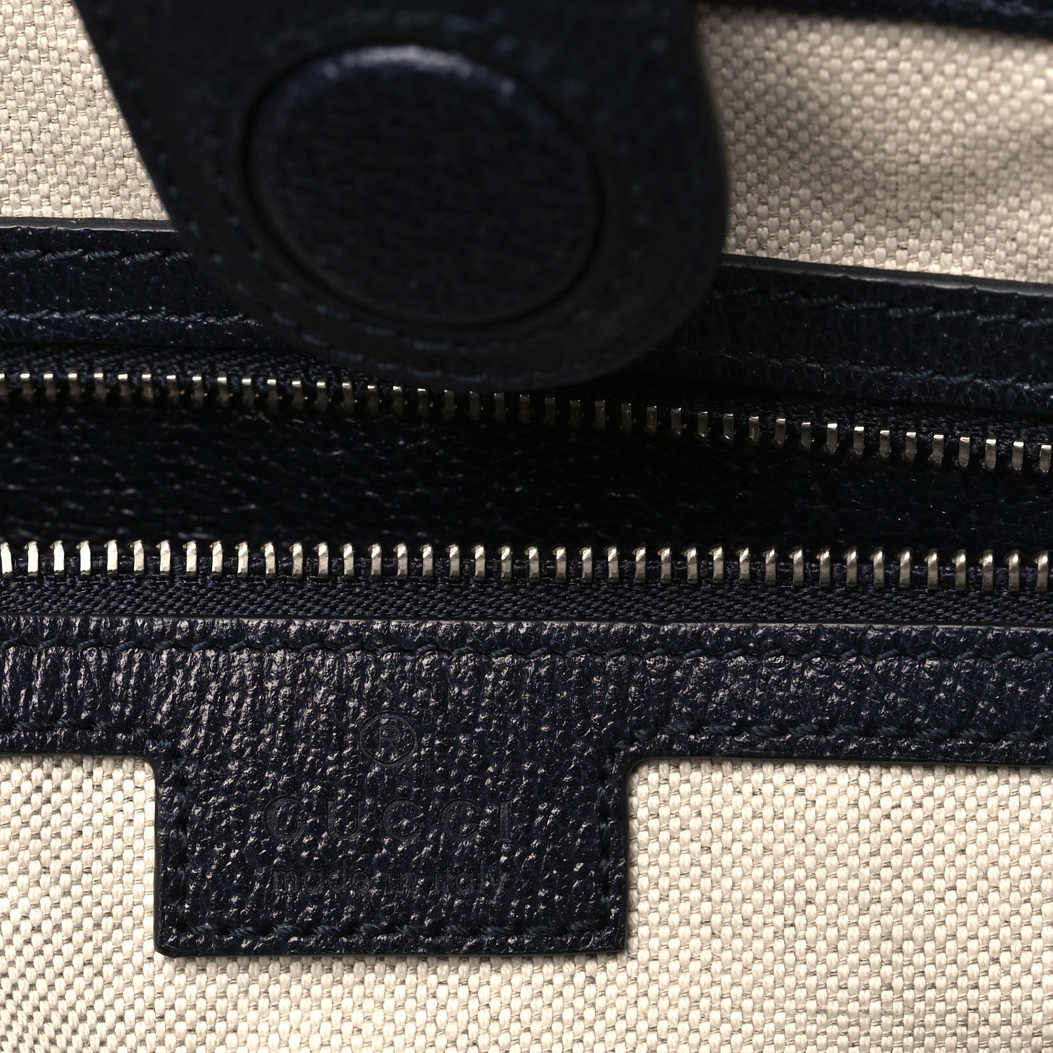 GG Supreme Monogram Textured Calfskin Web Medium Ophidia Shopping Tote Beige Blue