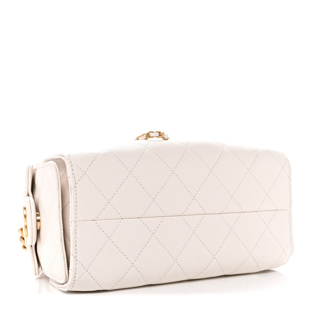 Caviar Quilted Mini Chanel 25 Handbag White