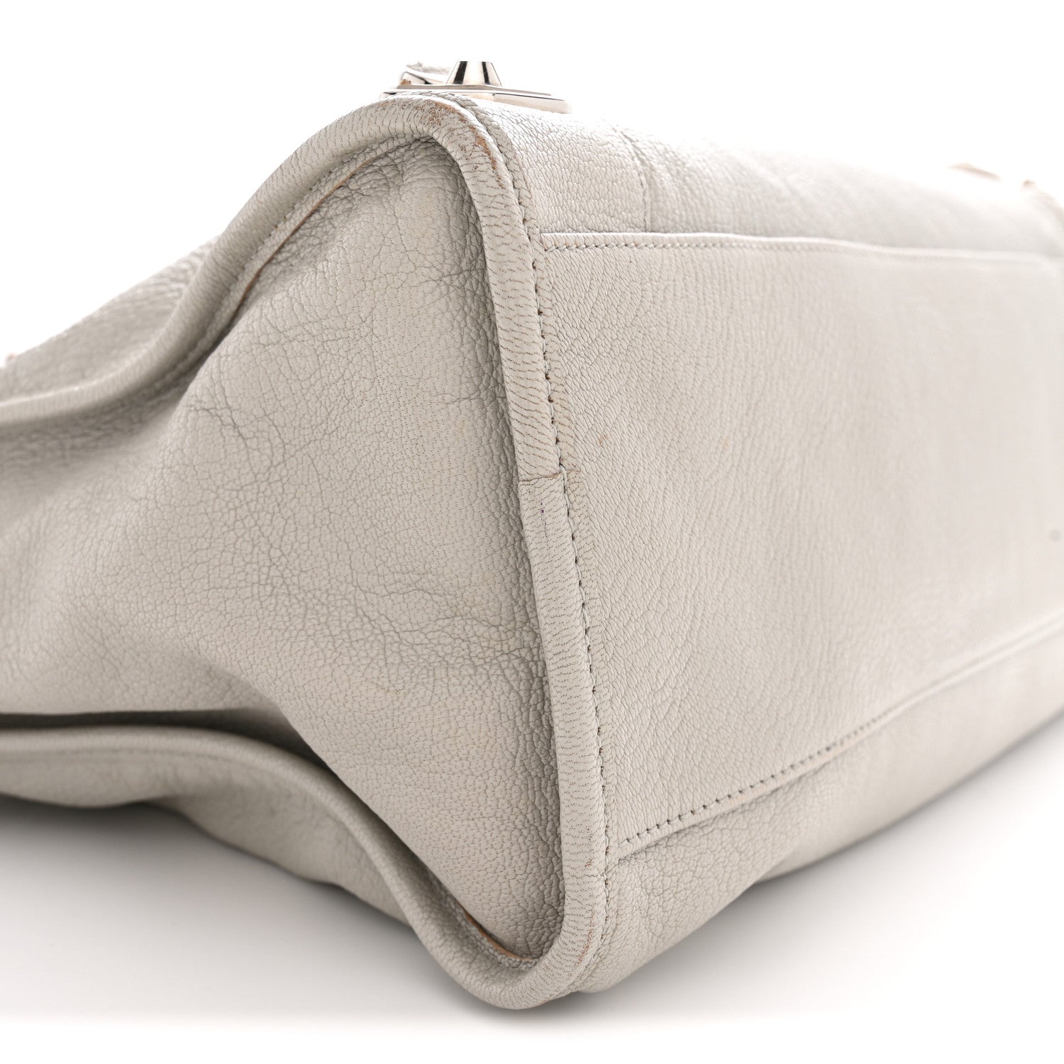 Chevre Silver Metallic Edge Hardware City Gris Glace