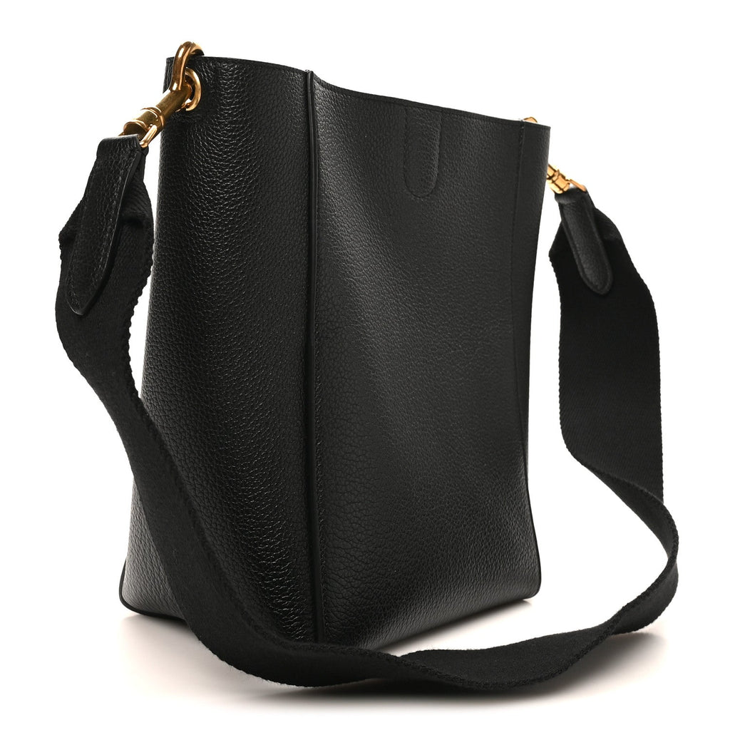 Soft Grained Calfskin Small Sangle Bucket Bag Black