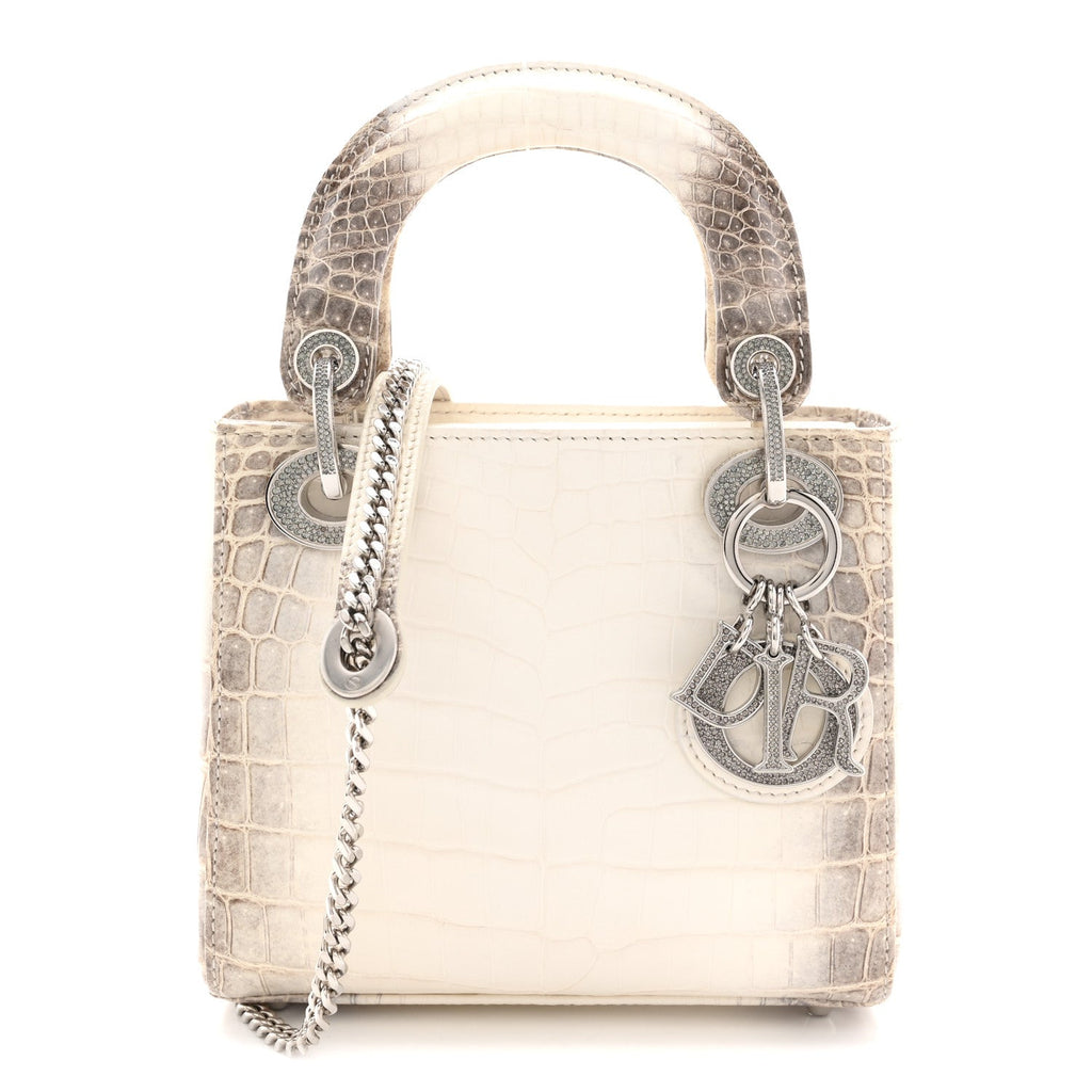 Niloticus Crocodile Himalaya Crystal Mini Lady Dior White