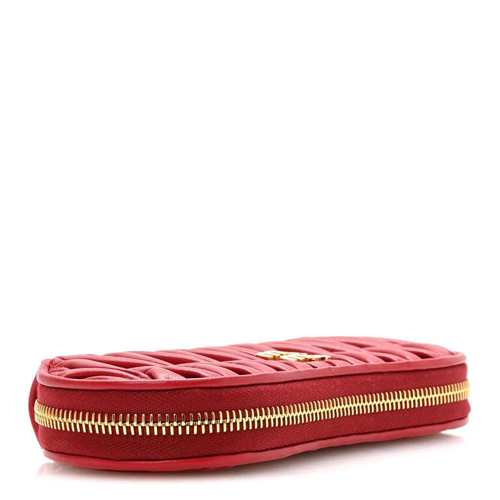 Nappa Matelasse Clutch With Strap Red
