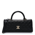 Caviar Quilted Maxi East West Coco Handle Flap Black Black