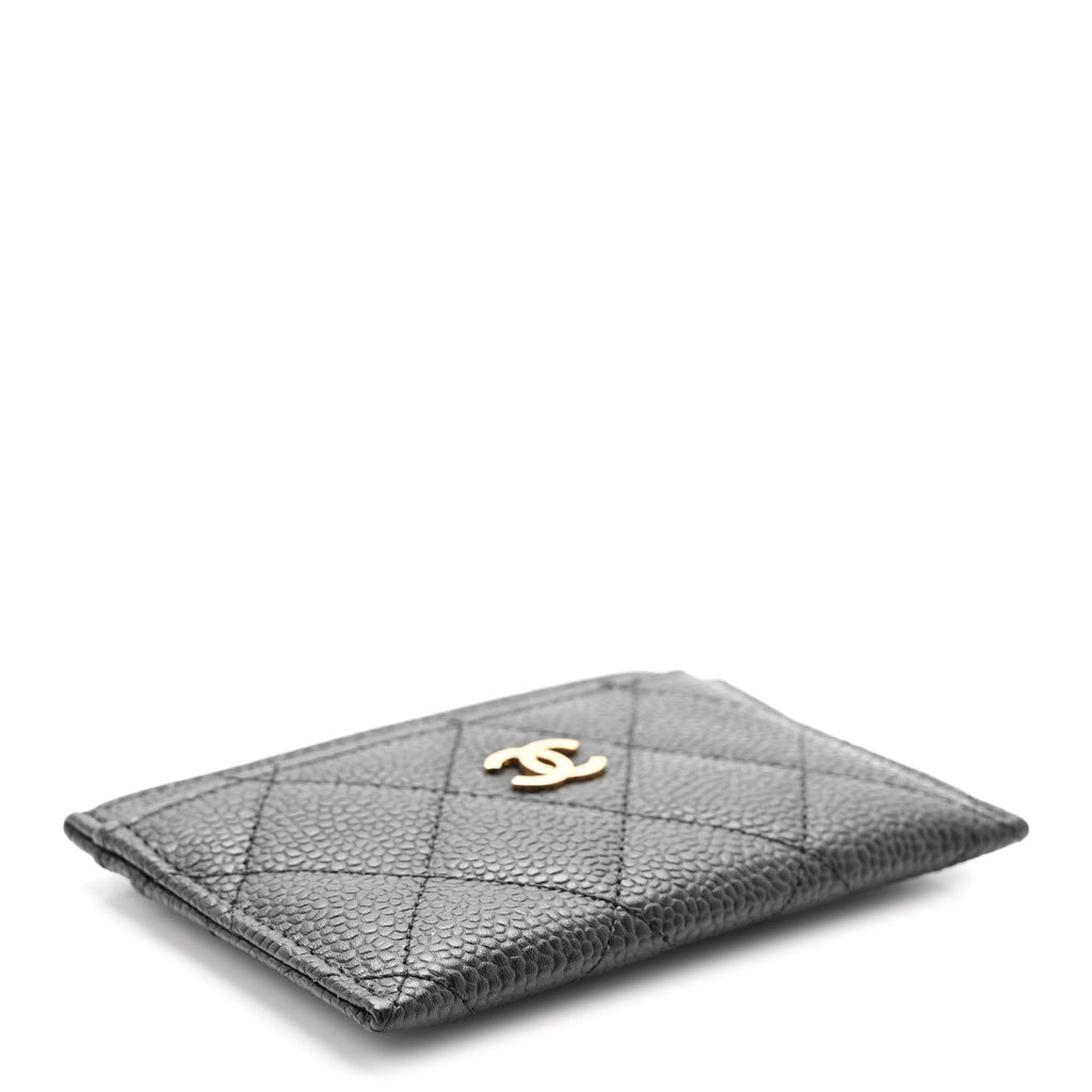 Caviar Quilted Card Holder Black