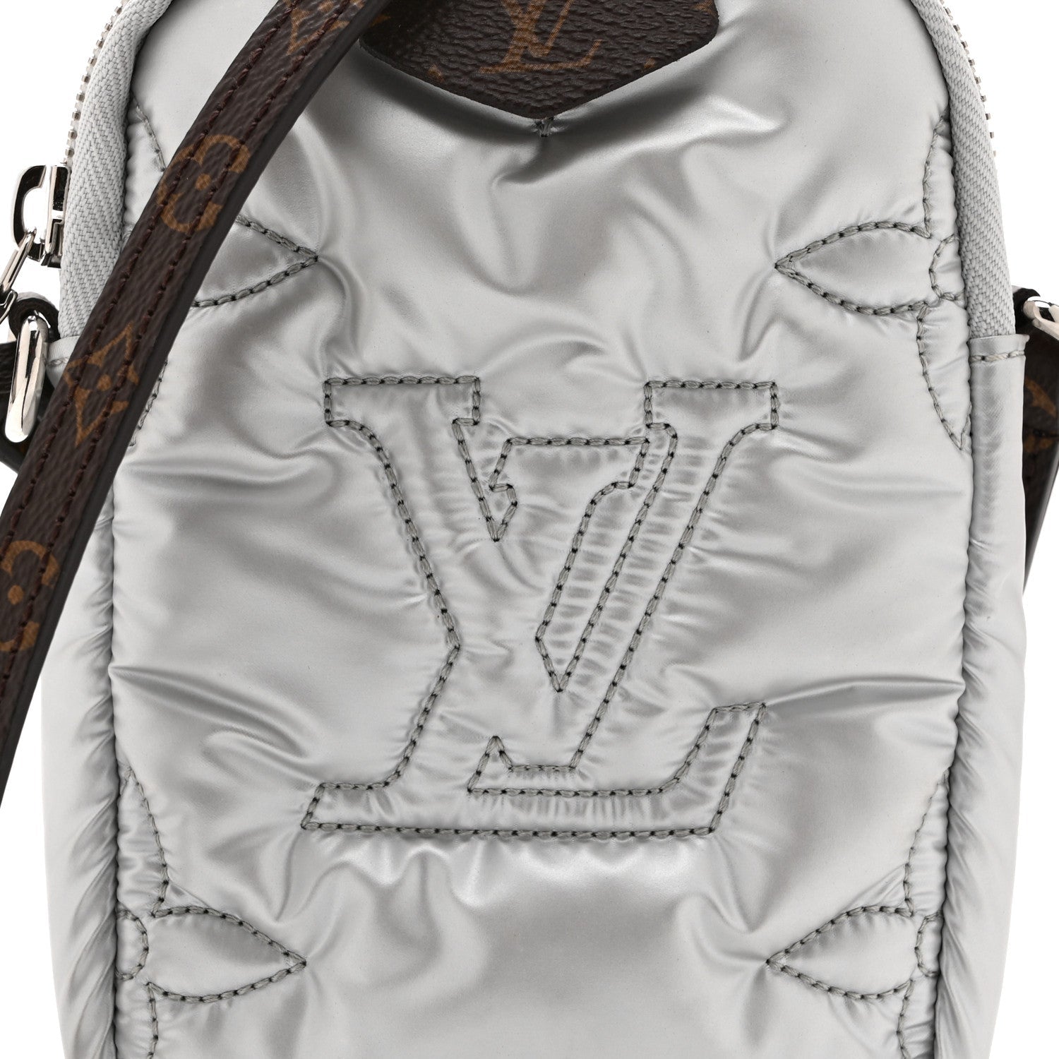Econyl Monogram Pillow Phone Pouch Silver