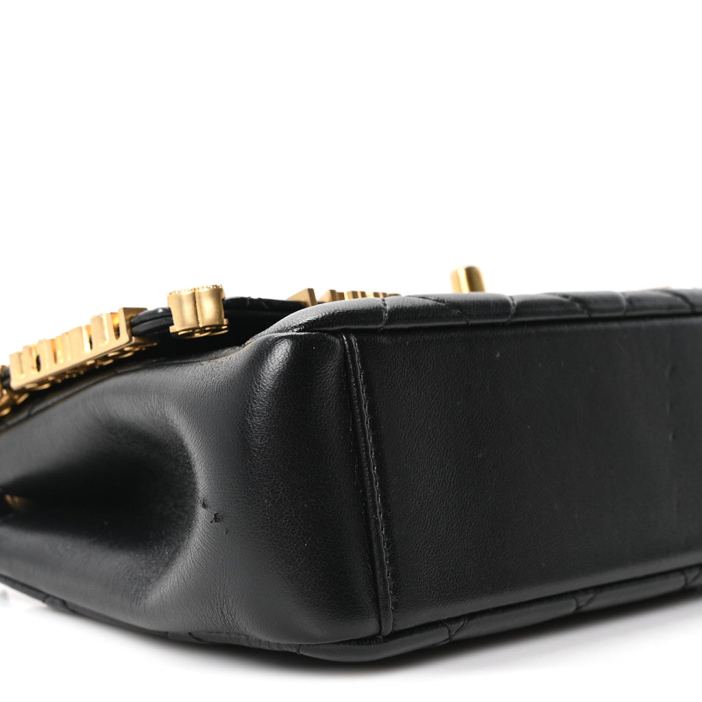 Lambskin Enamel Strass Quilted Mini Paris Monaco Flap Black