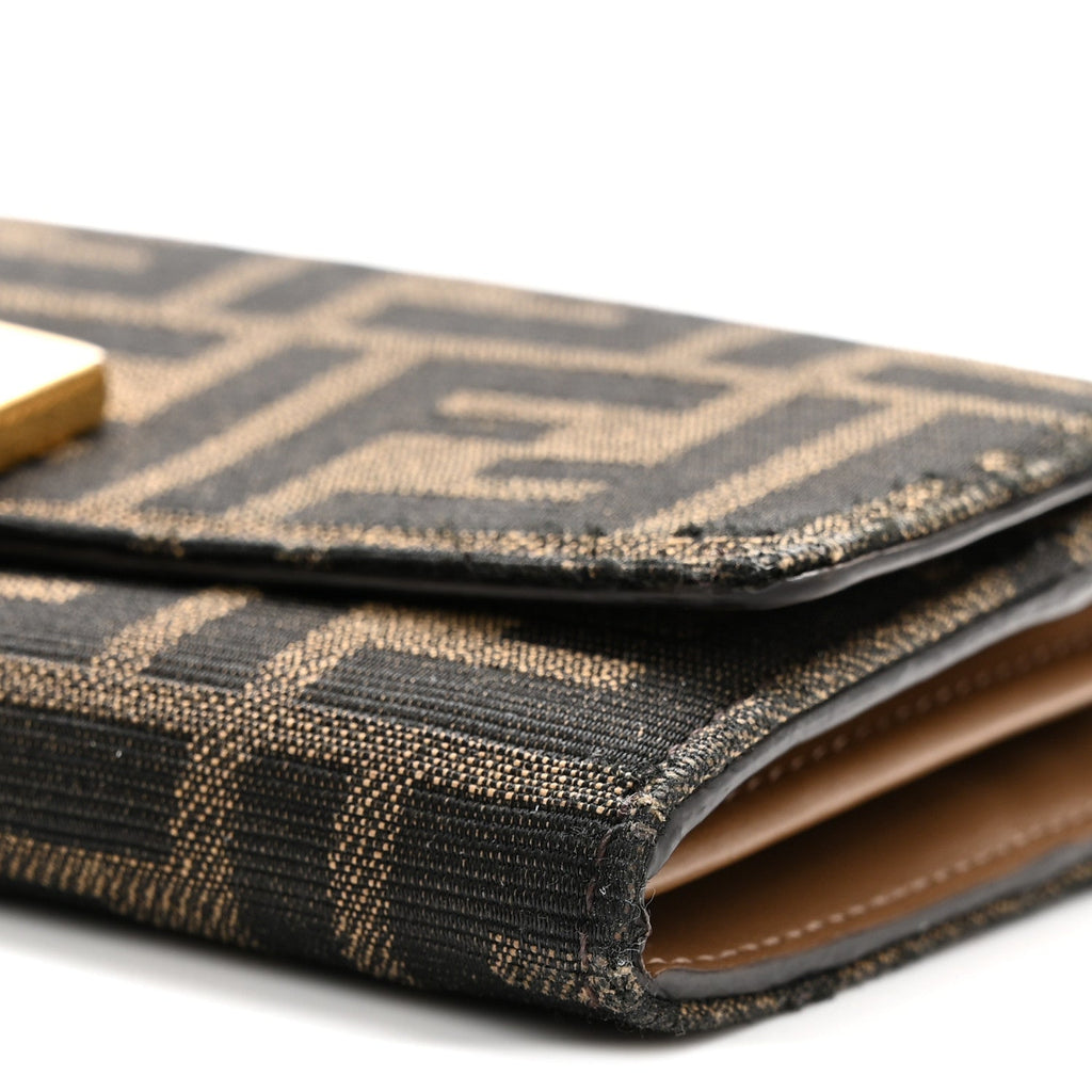 Fabric Jacquard FF 1974 Continental Wallet On Chain Tobacco Moro