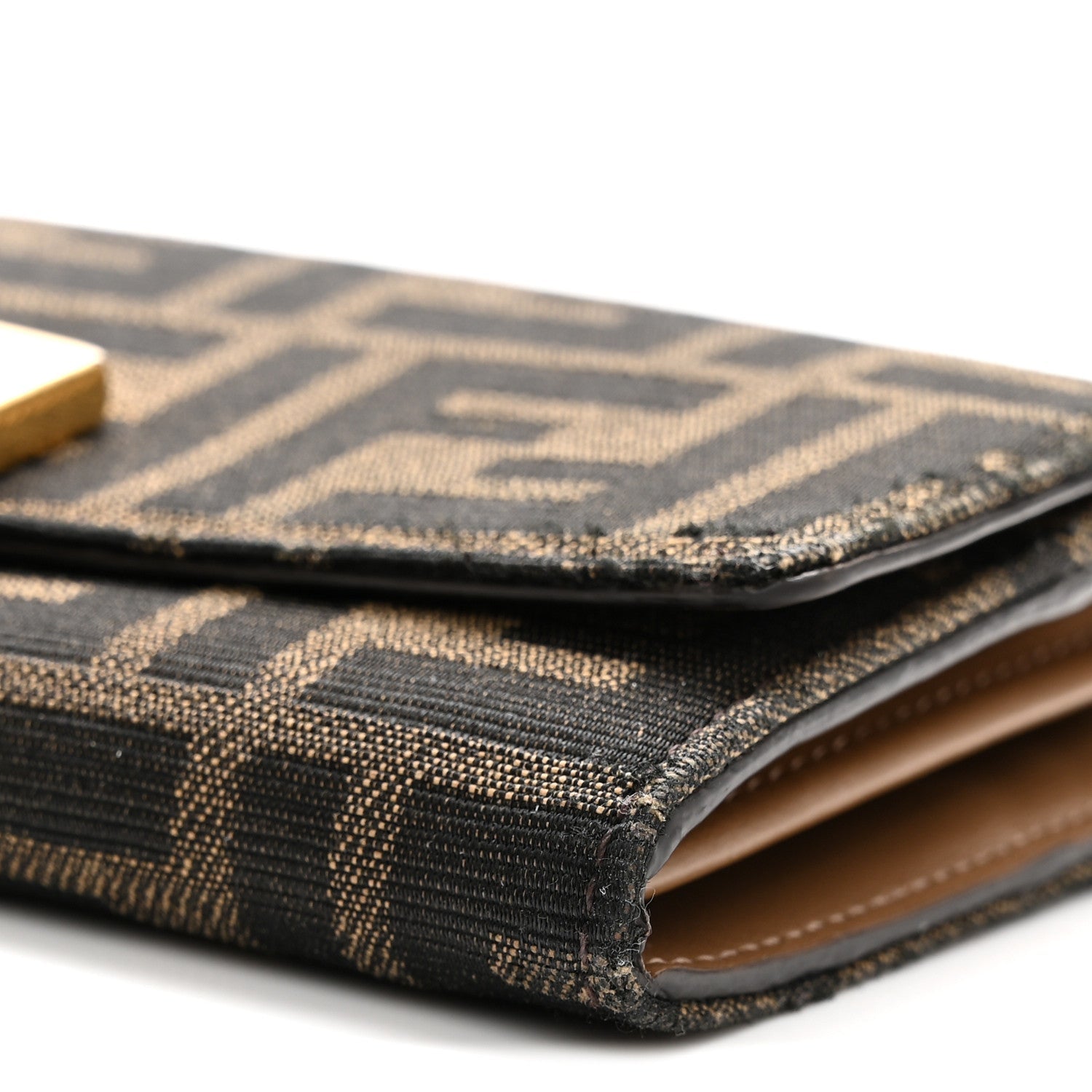 Fabric Jacquard FF 1974 Continental Wallet On Chain Tobacco Moro
