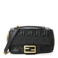 Nappa Small FF Embossed Midi Chain Baguette Black
