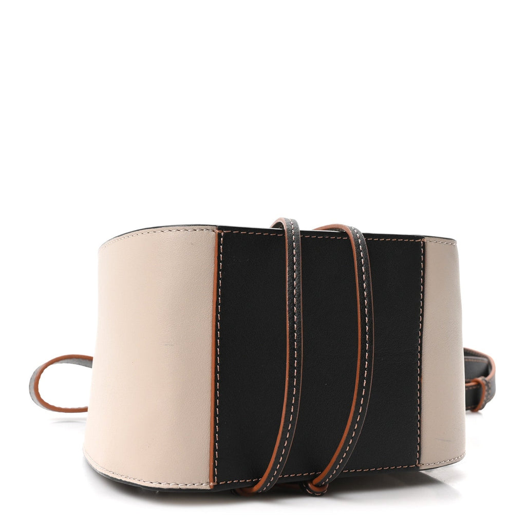 Calfskin Canvas Mini Hammock Shoulder Bag Mink Black