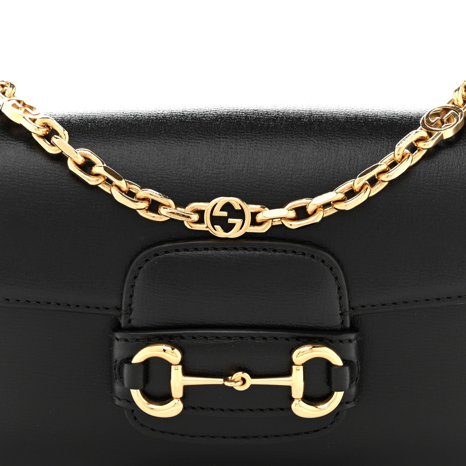 Azalea Calfskin Small Horsebit 1955 Chain Shoulder Bag Black