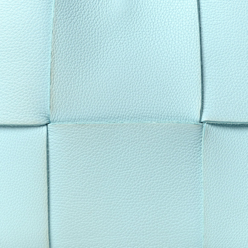 Grained Calfskin Maxi Intrecciato Small Arco Tote Pale Blue