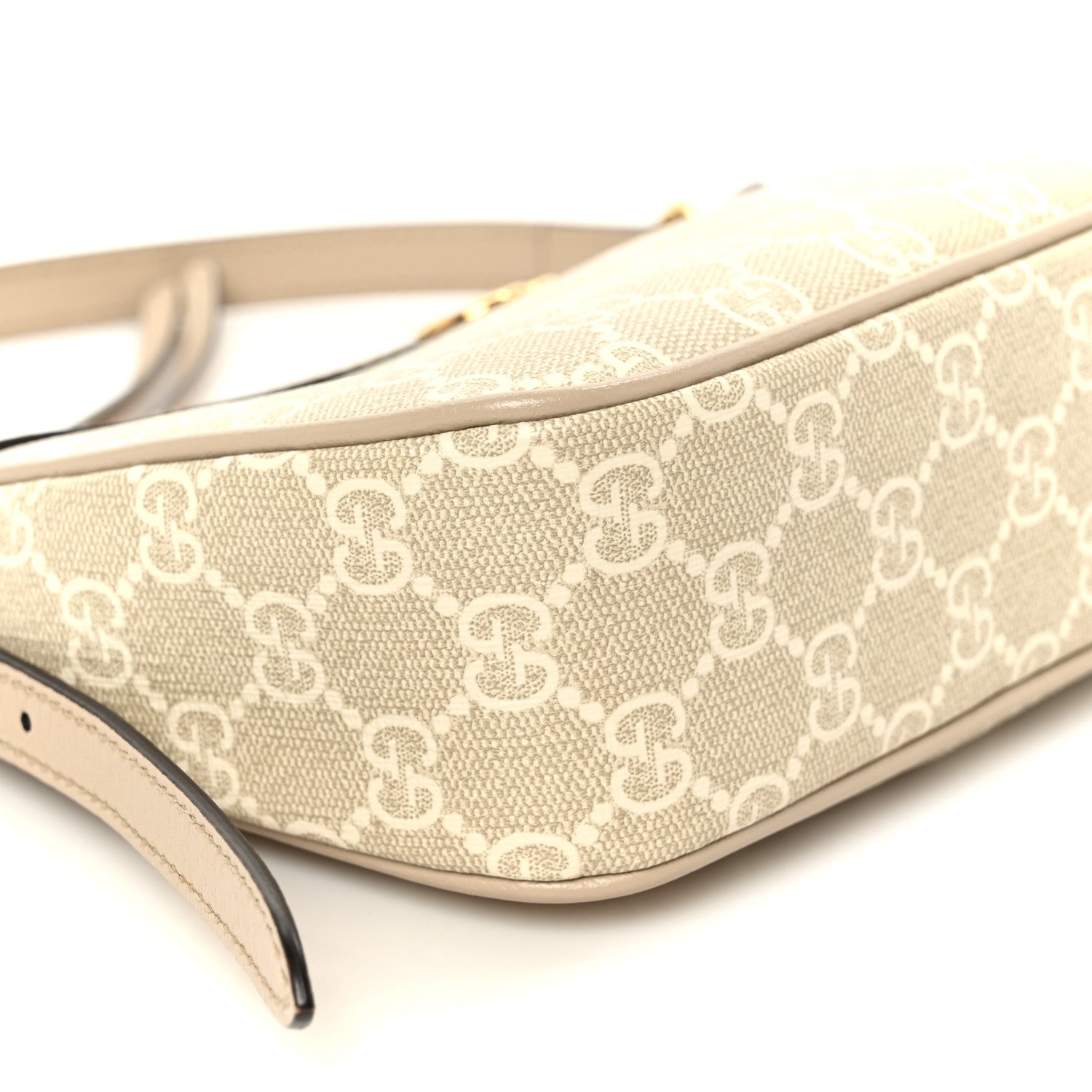 GG Supreme Monogram Textured Dollar Calfskin Small Ophidia Hobo Beige Mystic White Oatmeal