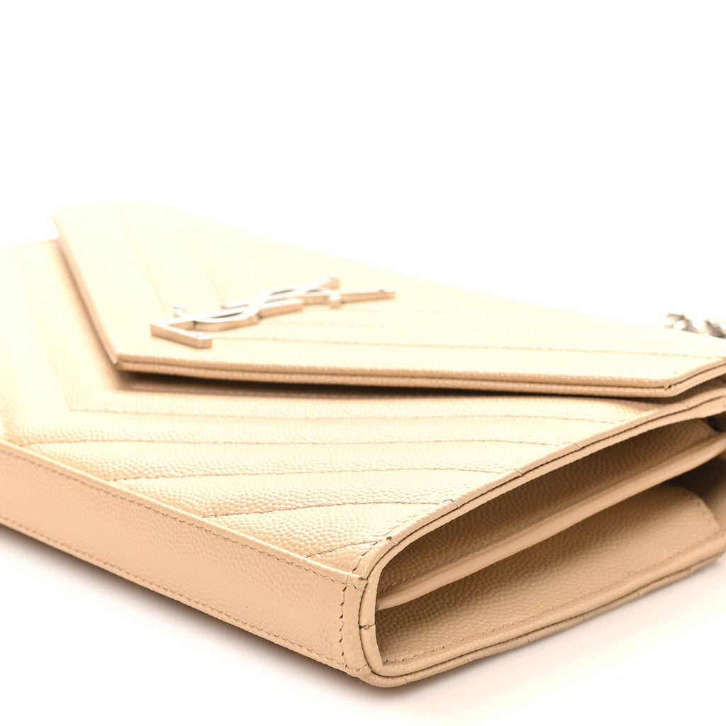 Grain De Poudre Matelasse Chevron Monogram Chain Wallet Nude Powder