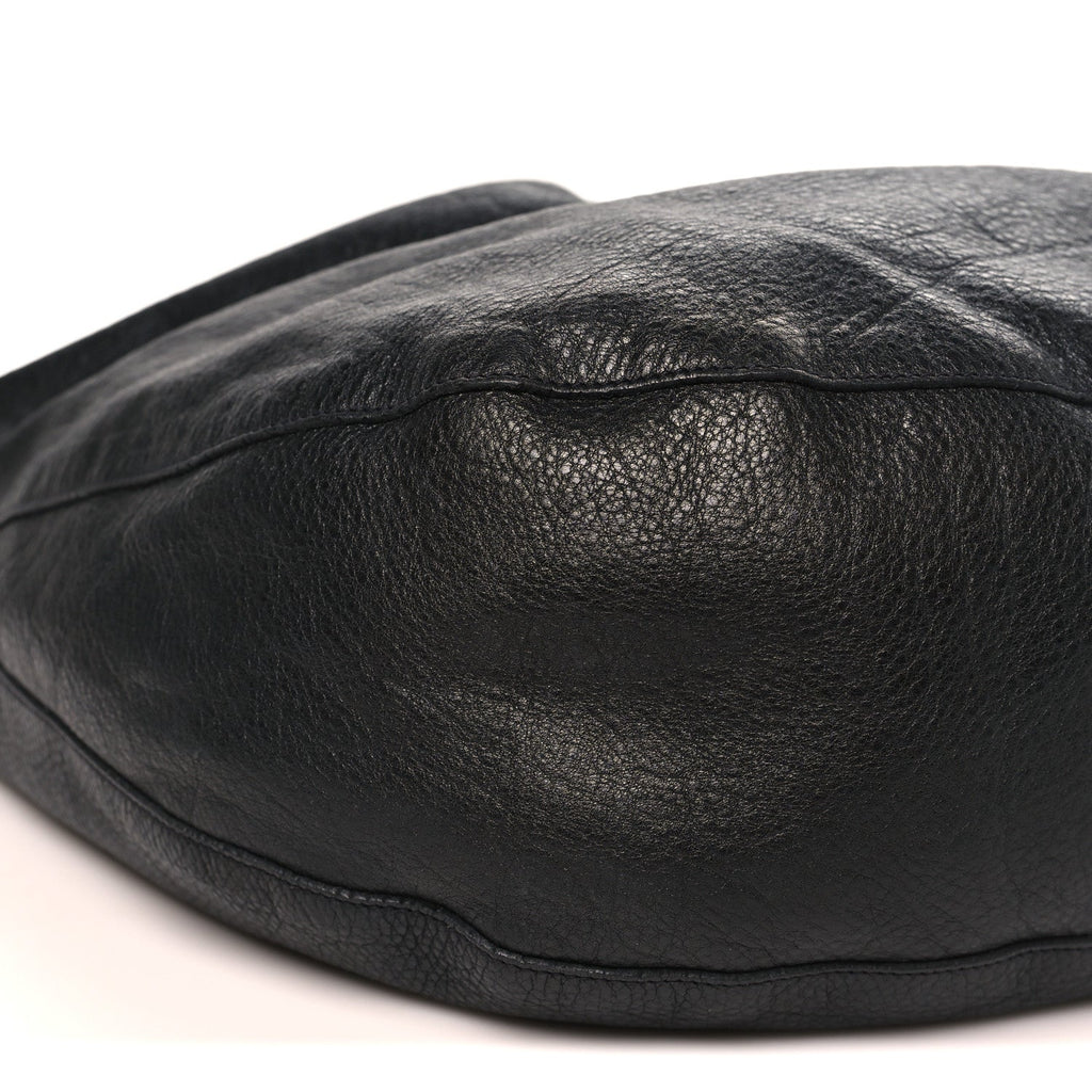 Soft Spongy Calfskin Large Daria Hobo Black