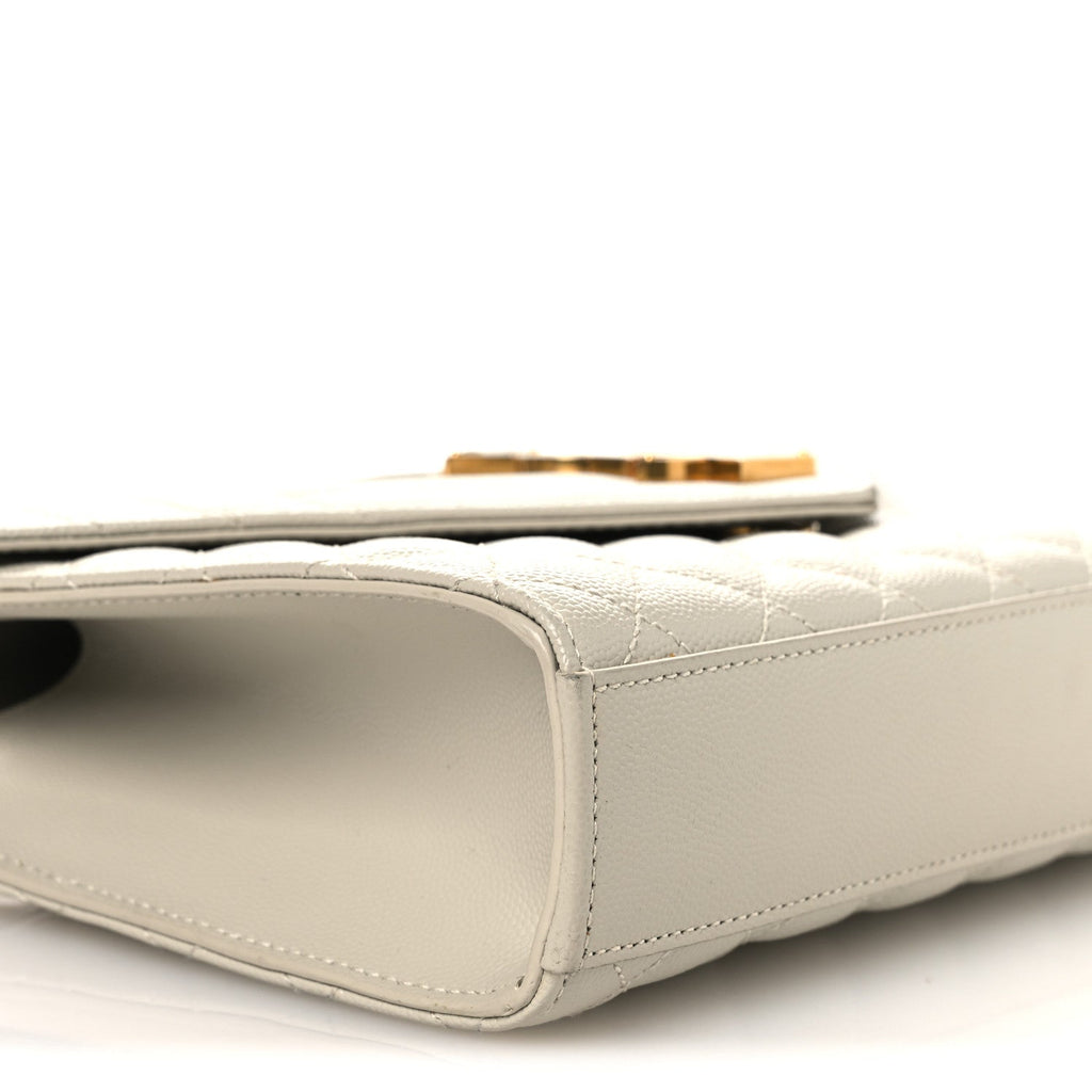 Grain De Poudre Textured Mixed Matelasse Medium Triquilt Monogram Satchel Crema Soft