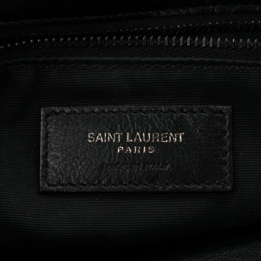 Crinkled Calfskin Matelasse Monogram Medium Niki Chain Satchel Black
