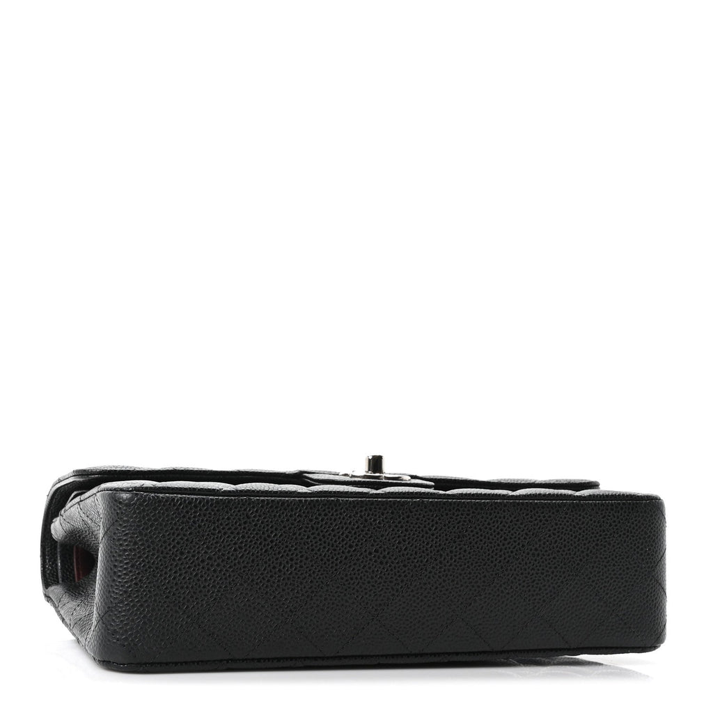 Caviar Quilted Medium Double Flap Black
