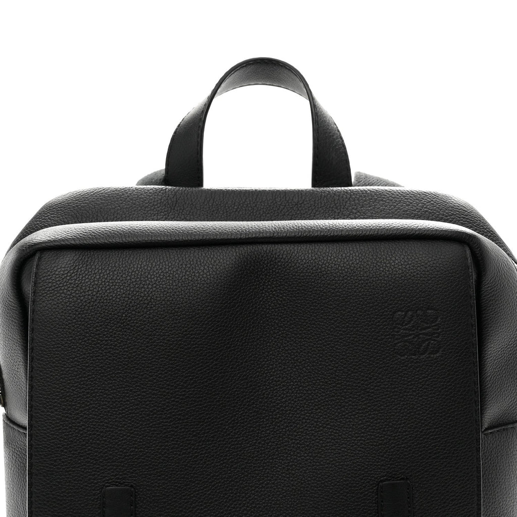 Grained Calfskin Military Backpack Black