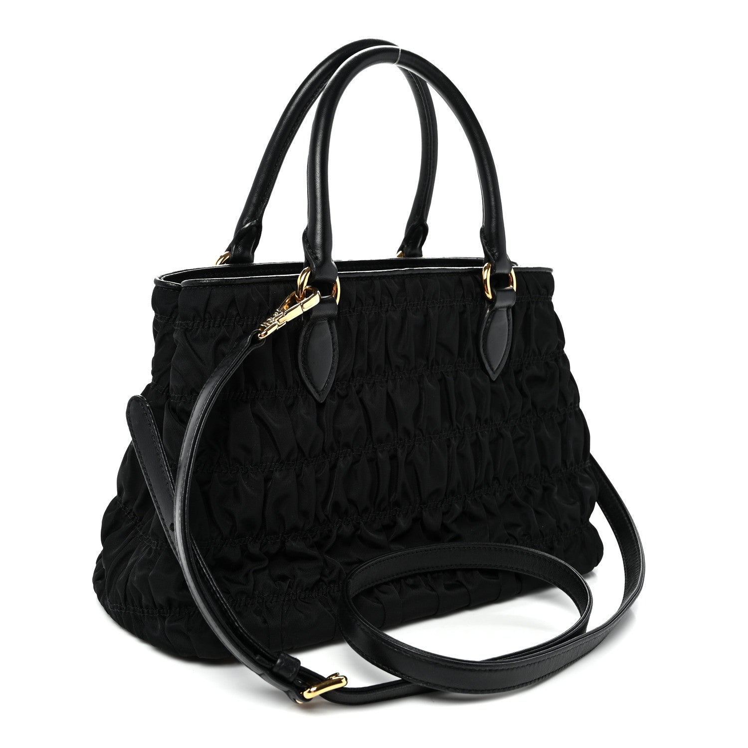 Tessuto Nylon Gaufre Small Tote Black