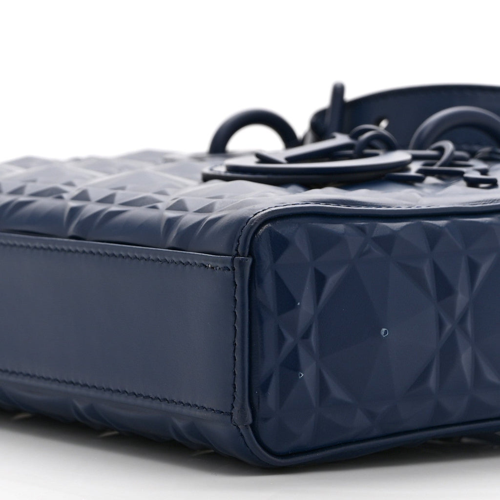 Calfskin Cannage Diamond Medium Lady D-Joy Navy Blue