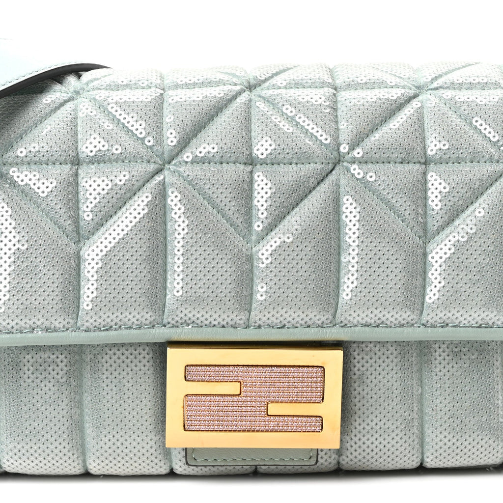 Sequin Paillettes Nappa Baguette Light Blue