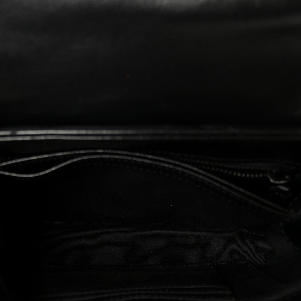 Calfskin Y Quilted Monogram Monochrome Toy Loulou Crossbody Bag Black