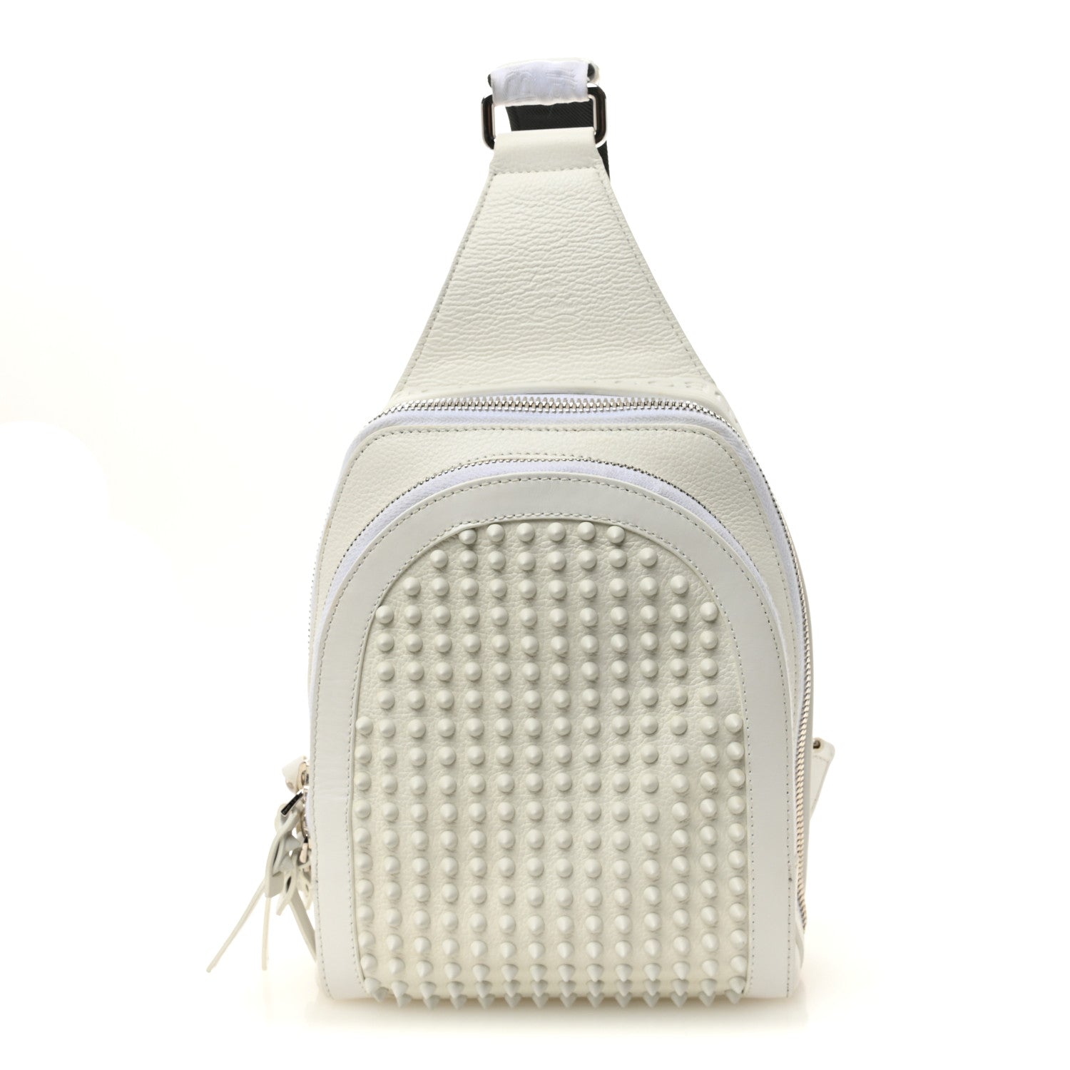 Calfskin Mens Loubifunk Spiked Bag White