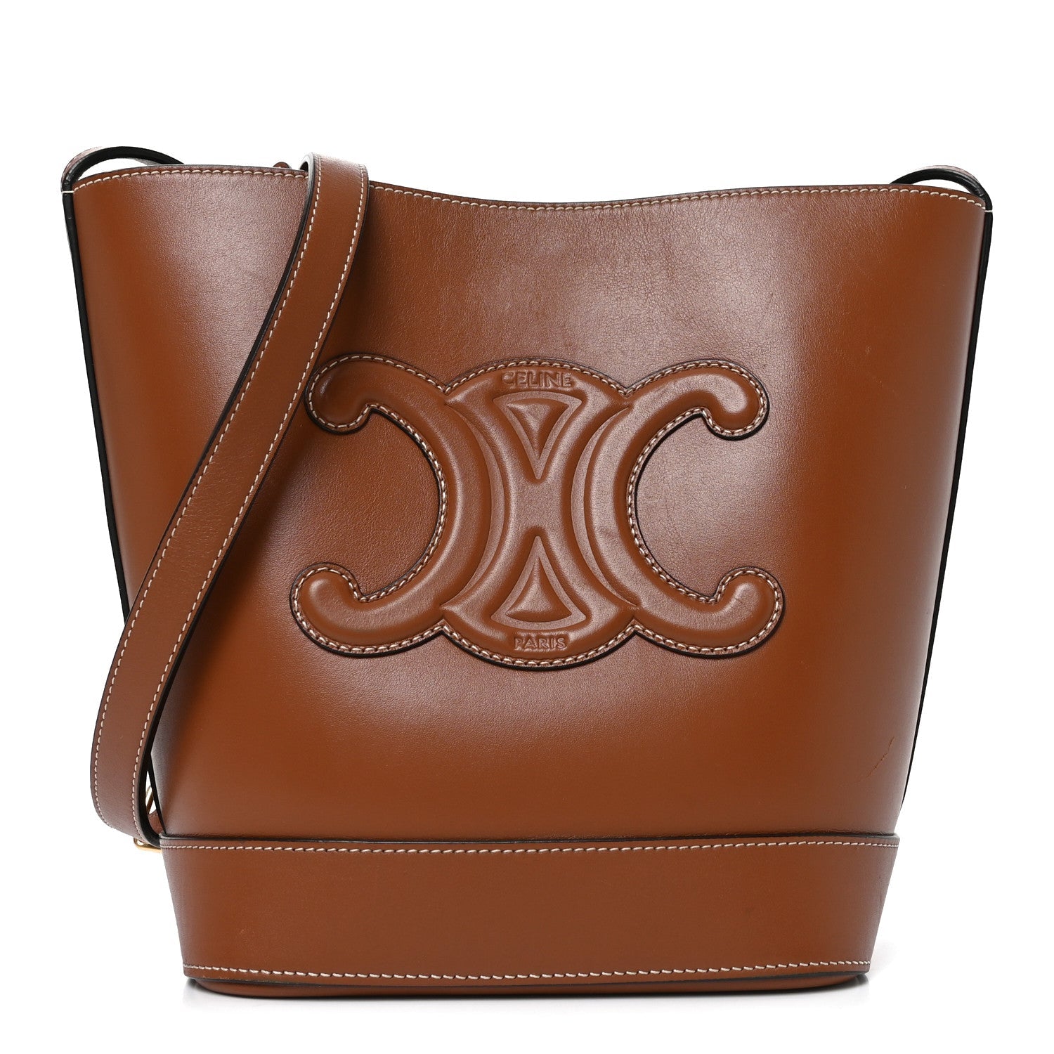 Smooth Calfskin Small Cuir Triomphe Bucket Bag Tan