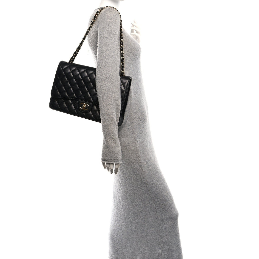 Caviar Quilted Maxi Double Flap Black