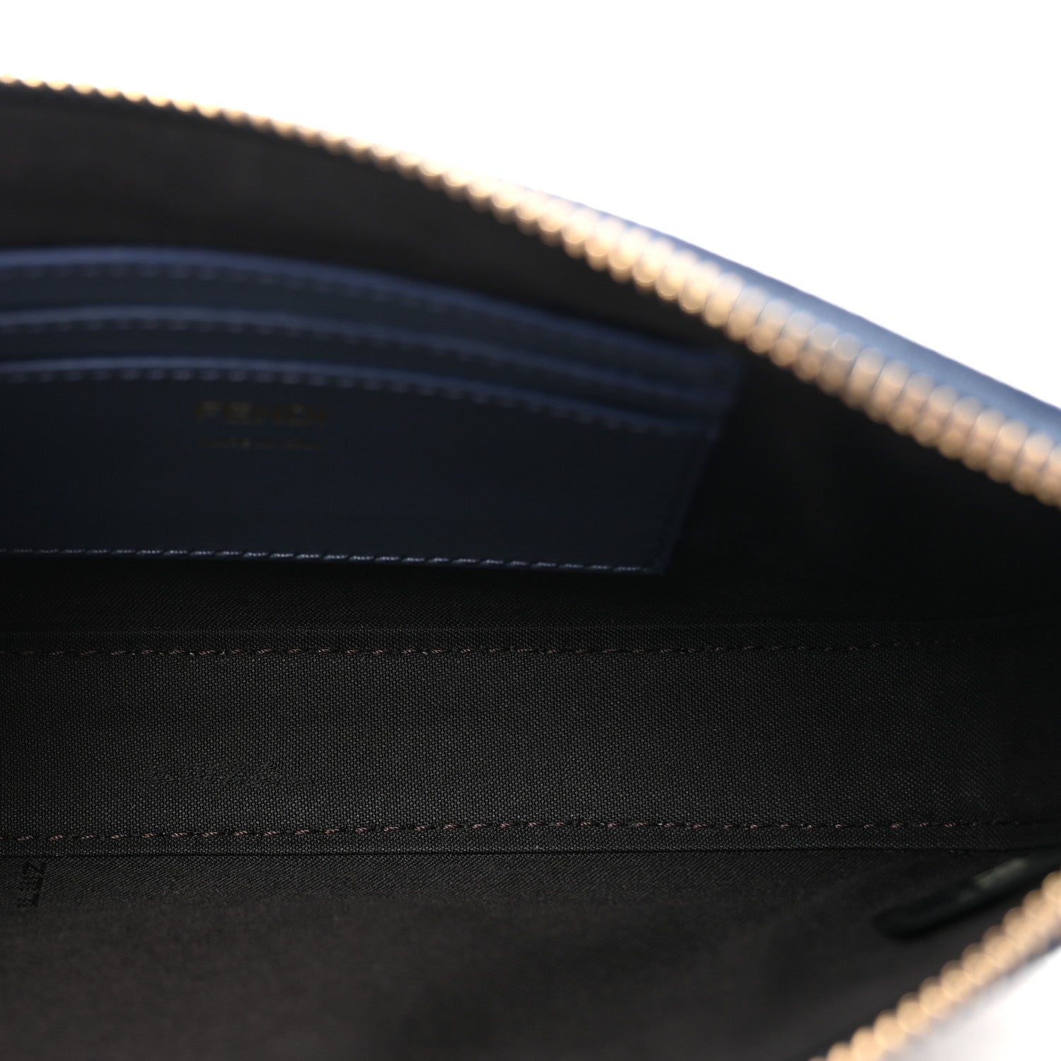 Fabric Jacquard Vitello Grace FF 1974 Baguette Pouch Blue