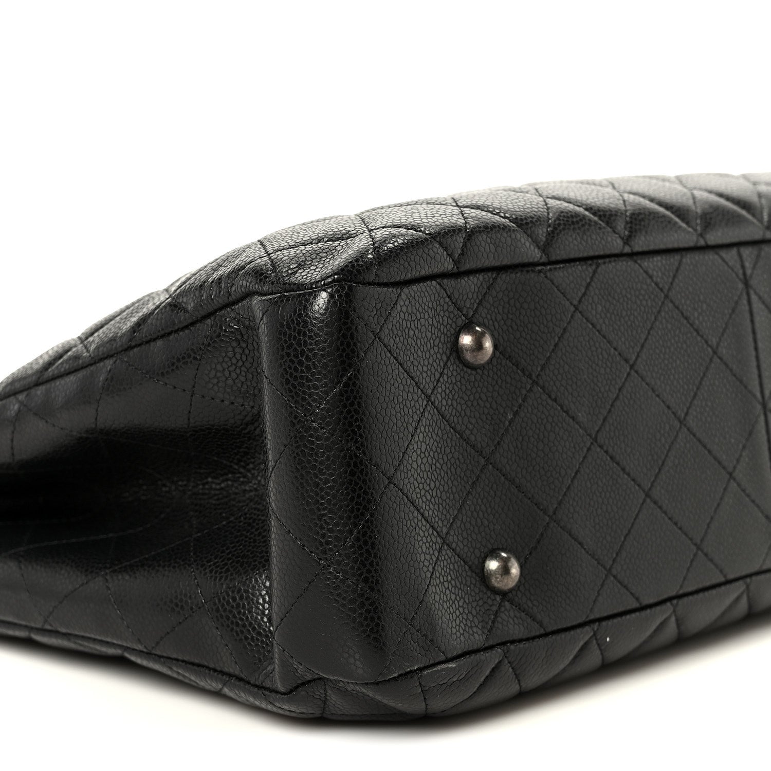 Calfskin Quilted Large CC Shopping Tote Black