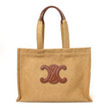 Canvas Calfskin Triomphe Large Cabas Thais Natural Tan