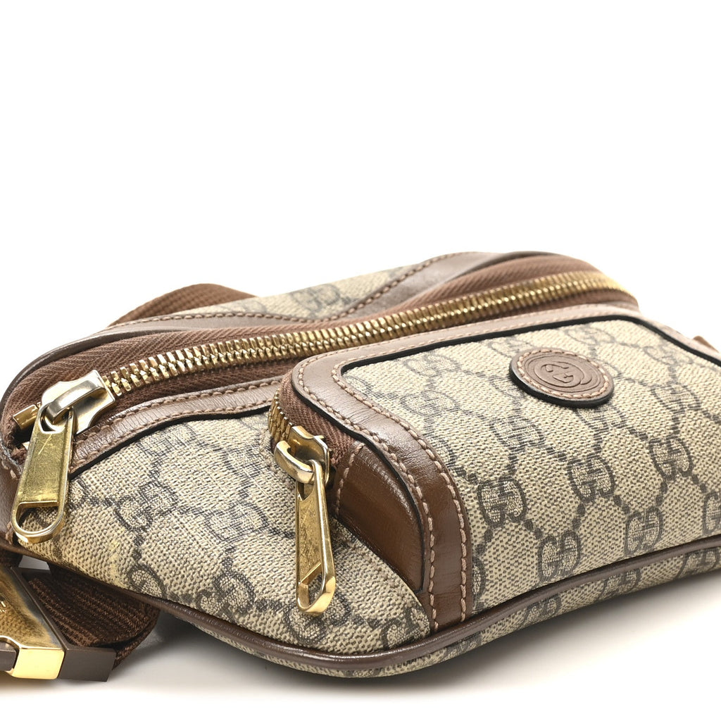 GG Supreme Monogram Textured Calfskin Retro Interlocking G Belt Bag Beige Ebony Brown Sugar