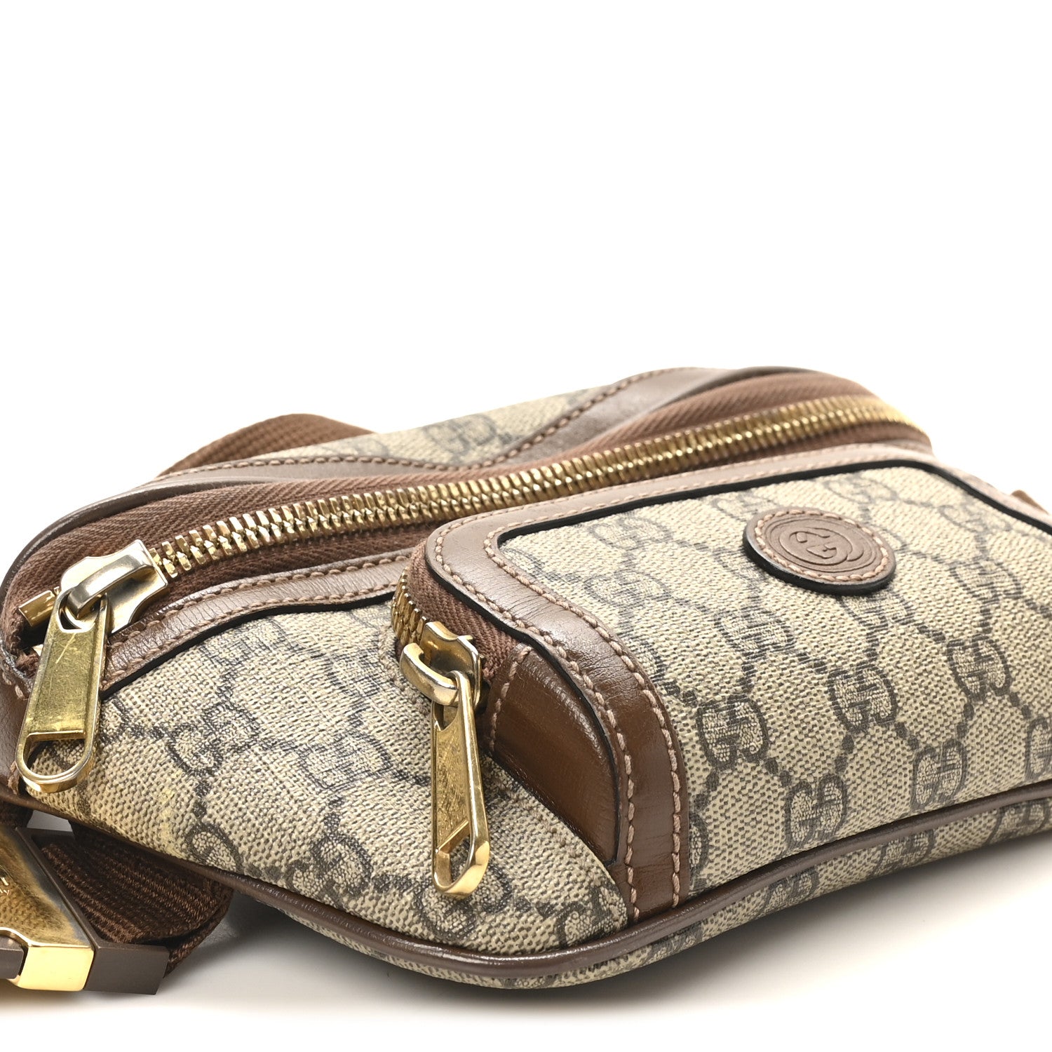 GG Supreme Monogram Textured Calfskin Retro Interlocking G Belt Bag Beige Ebony Brown Sugar