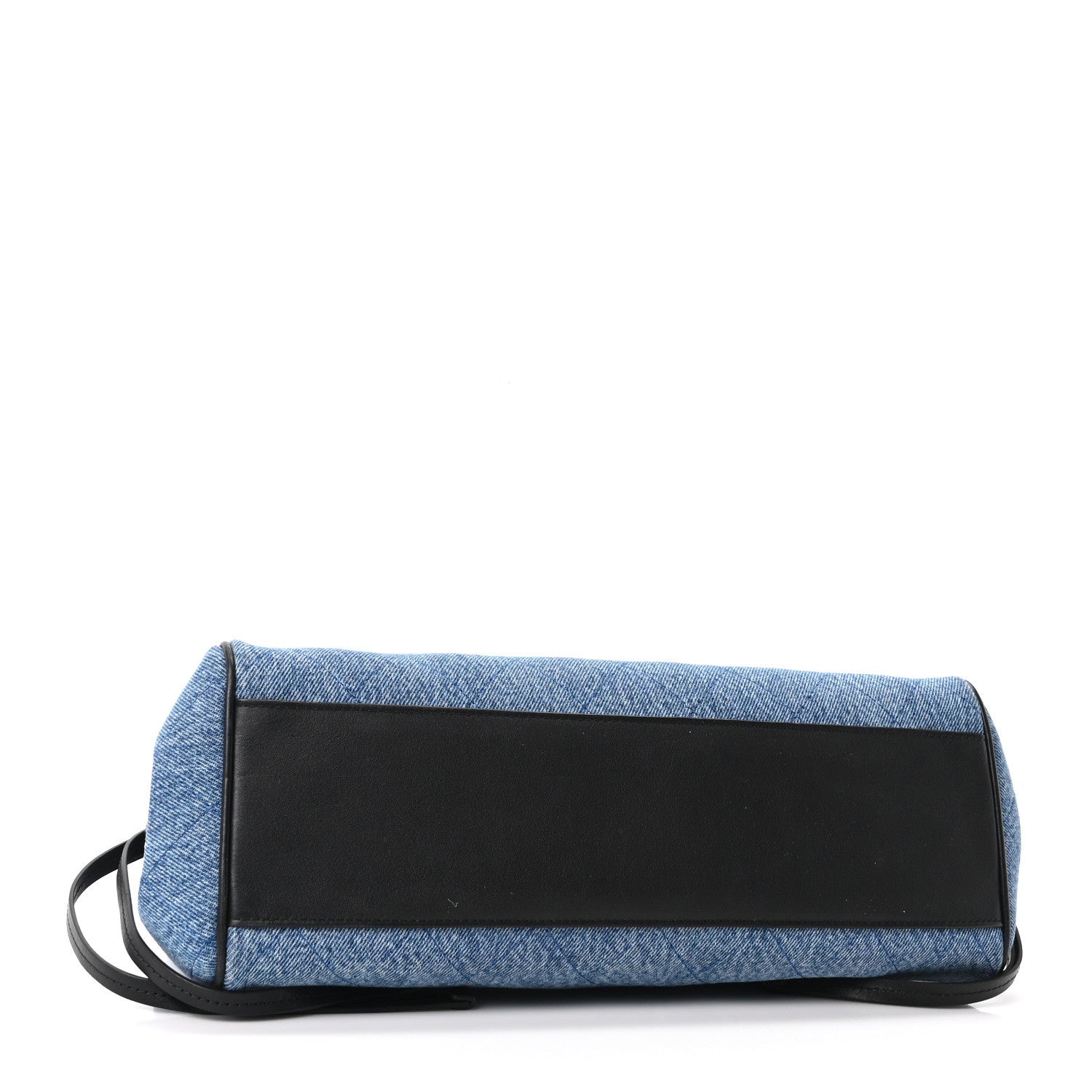 Calfskin Denim Stitched Urban Essentials Small Shopping Bag Blue Black