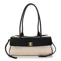 Grained Calfskin Boucle Urban Essentials Small Shopping Bag Ecru Black