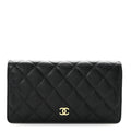 Caviar Quilted Yen Wallet Black