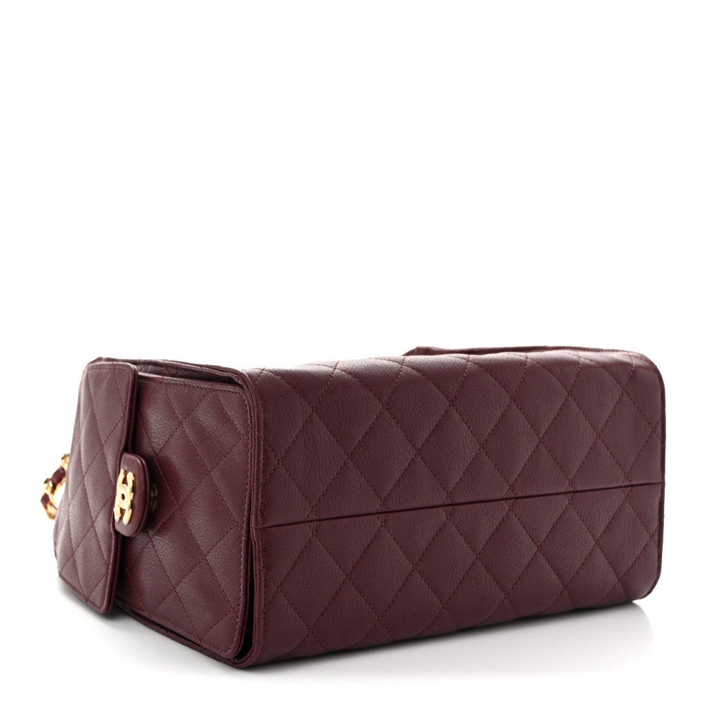 Caviar Quilted Small Chanel 25 Handbag Burgundy